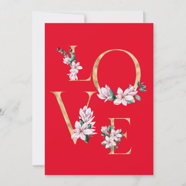 Amor en letra dorada con flores de magnolia (Anverso)