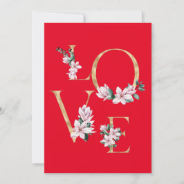 Amor en letra dorada con flores de magnolia