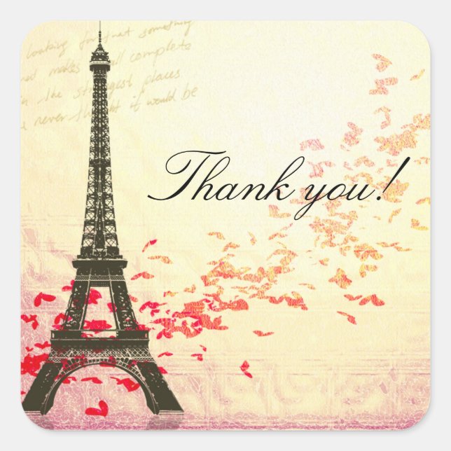 Amor en París Gracias pegatina (Anverso)