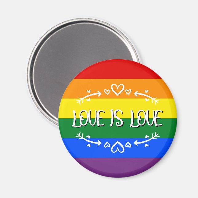 Amor es Amor Arcoíris Orgullo LGBTQ Imán (Anverso/Reverso)
