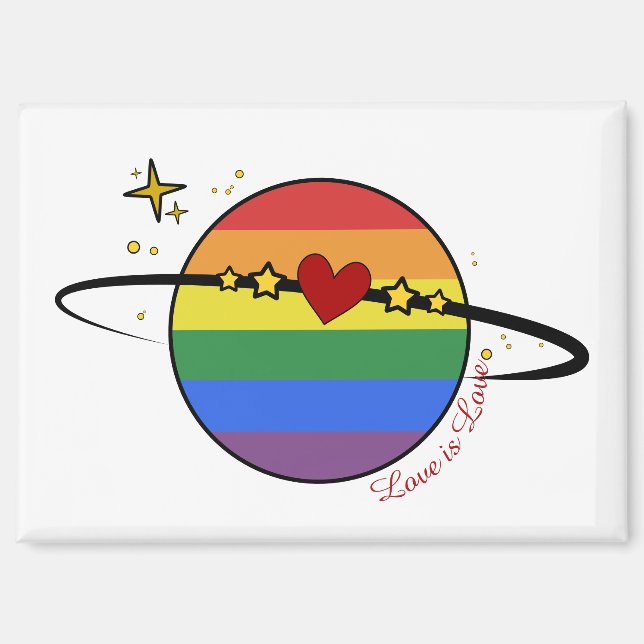 Amor es Amor Arcoíris Planeta LGBTQ Imán (Anverso)