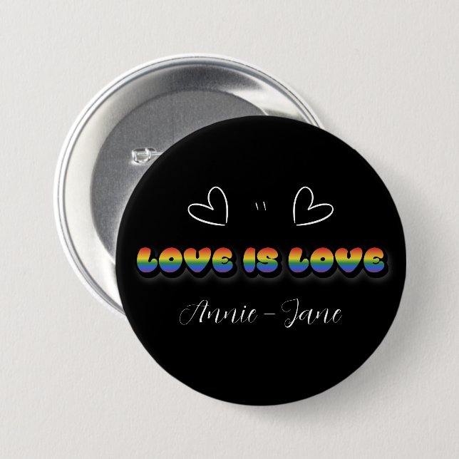 Amor es Amor Botón Arcoíris LGBTQ (Anverso y reverso)