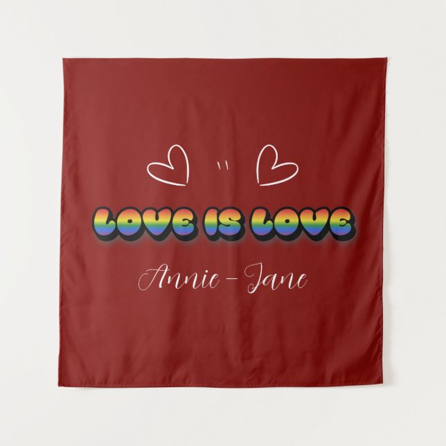 Amor es Amor Tapiz Arcoíris LGBTQ (Anverso)