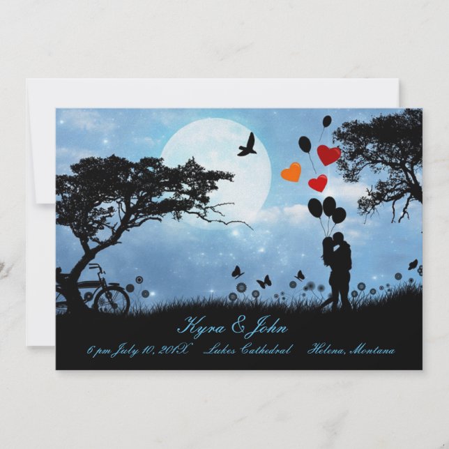 Amor escénico bajo la luna simple Boda (Anverso)