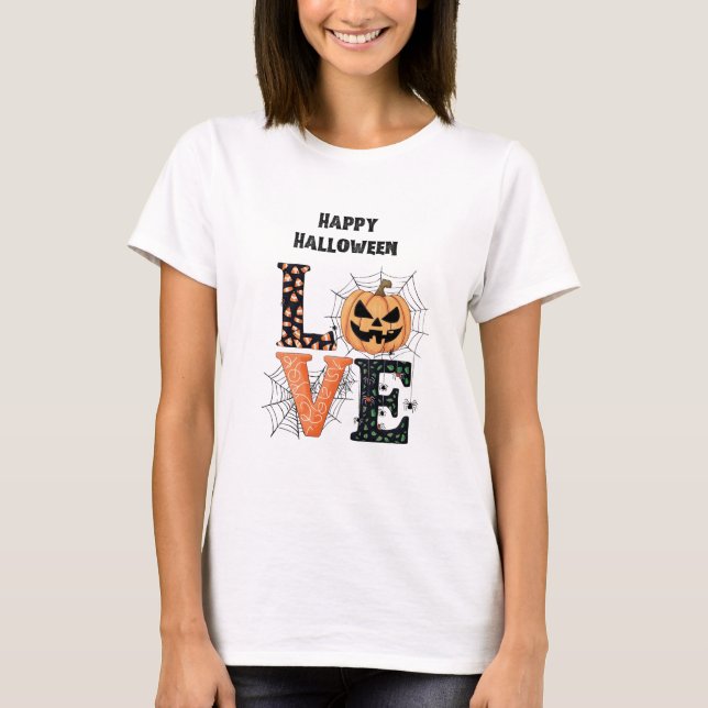 Amor espeluznante: Camiseta de Halloween para faná (Anverso)