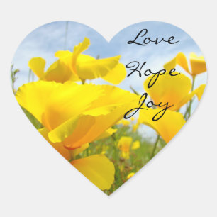 Amor Esperanza Alegría Corazón pegatinas Amapolas