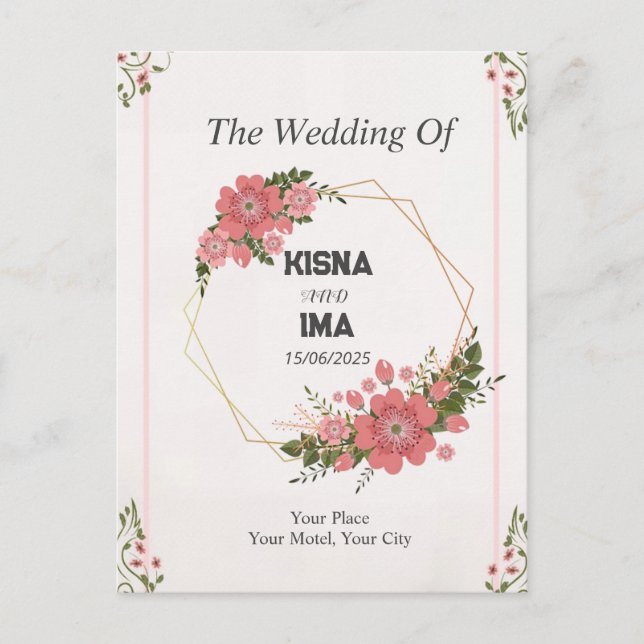 amor eterno: simple invitación a la boda (Anverso)