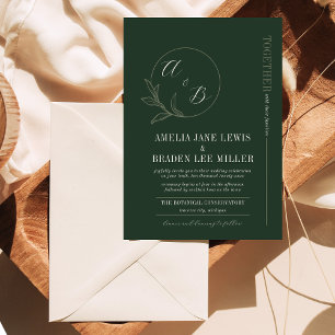 Amor eterno Verde oscuro Invitación de boda