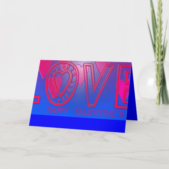 AMOR Feliz San Valentín tarjeta de saludo azul ros (Anverso)