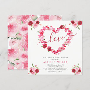 Amor Floral Corazón Bridal Ducha Invitación