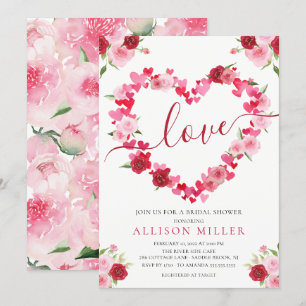 Amor Floral Corazón Bridal Ducha Invitación