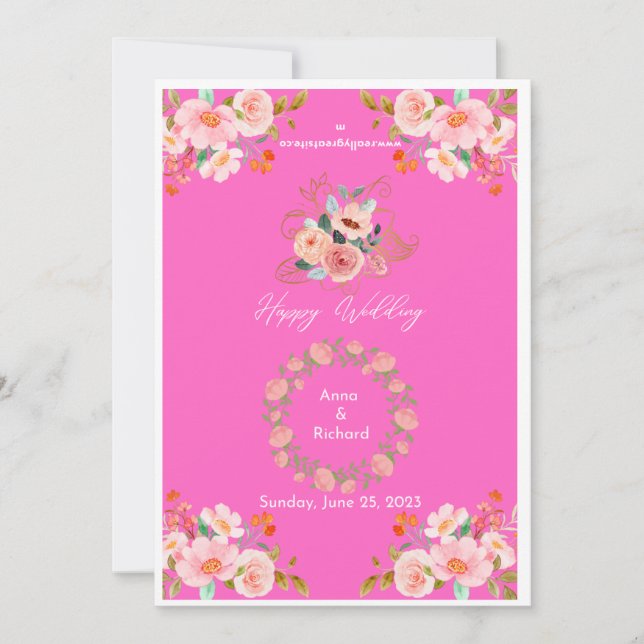 Amor floreciente: Vibrante invitación a la boda fl (Anverso)