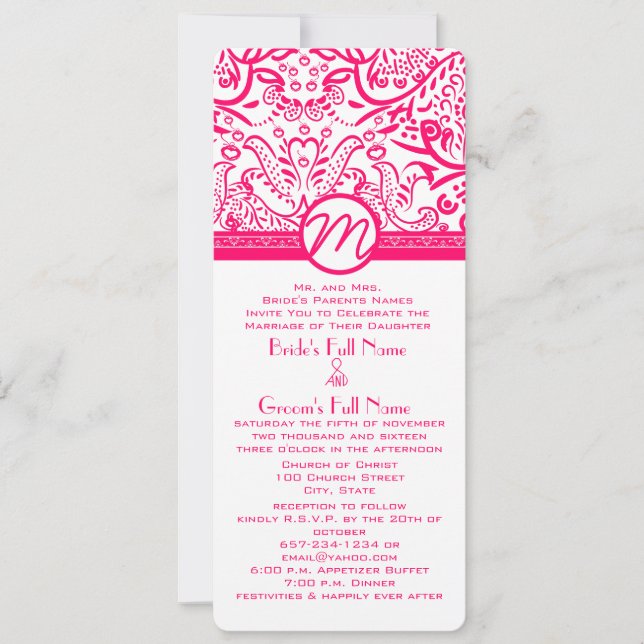 Amor frambuesa Aves Invitación a la boda (Anverso)