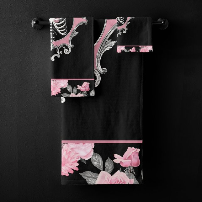 Amor gótico | Floral cardíaca rosa y negra de esqu (Subido por el creador)