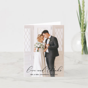 Amor Gracias Elegante Caligrafía Foto Boda Nota