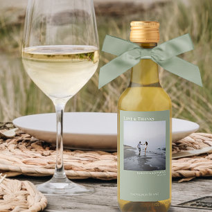Amor Gracias Minimal Sage Green Boda Foto Mini