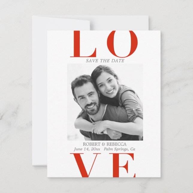 AMOR Guardar la tarjeta de fecha rojo (Anverso)