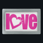 "amor" hebilla de correa de coraje rosa brillante<br><div class="desc">La hebilla del eslogan fue diseñada de manera única por Sarah Trett.</div>