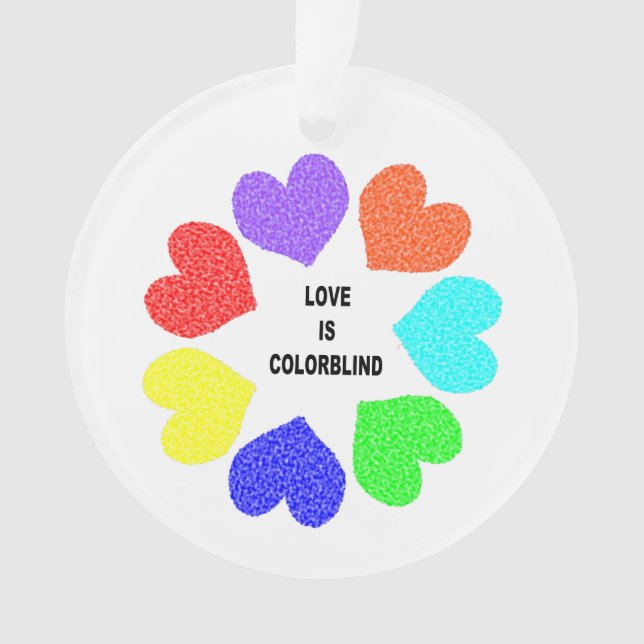 Amor interracial Corazón arcoiris Ornamento acríli (Anverso)