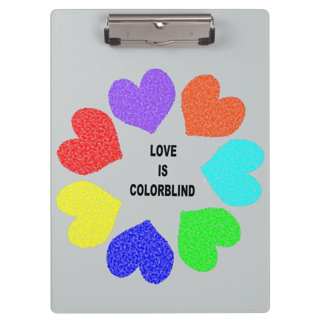 Amor interracial Corazón arcoiris Portapapeles (Anverso)