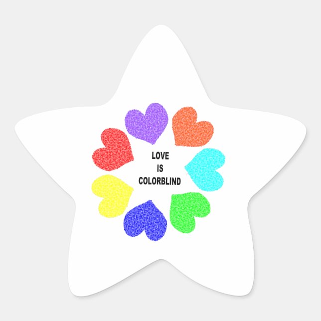 Amor interracial Corazón de arcoiris Pegatinas est (Anverso)