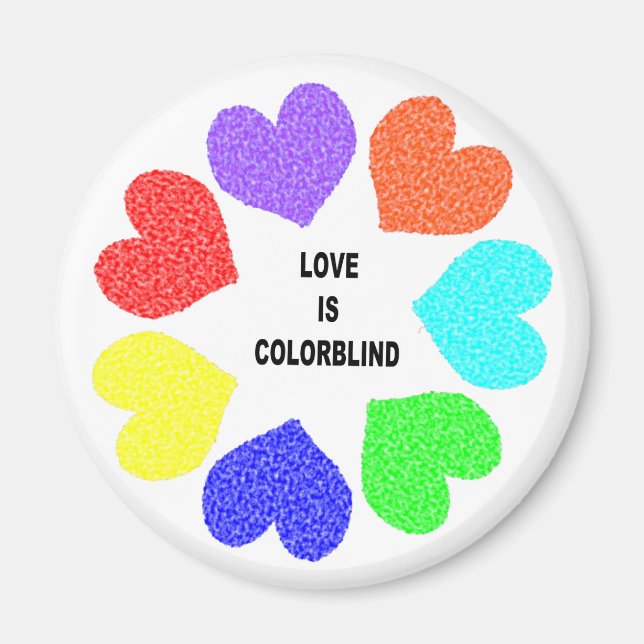 Amor interracial Corazones arco iris imán (Frente)