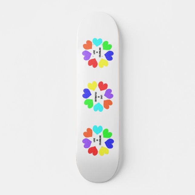 Amor interracial Rainbow Hearts Skateboard (Anverso )