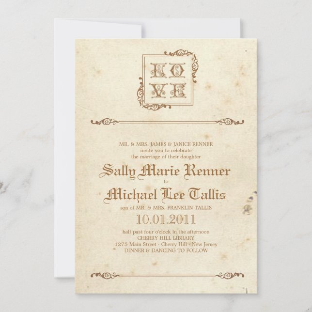 AMOR - invitación del guión del cuento de hadas (Anverso)