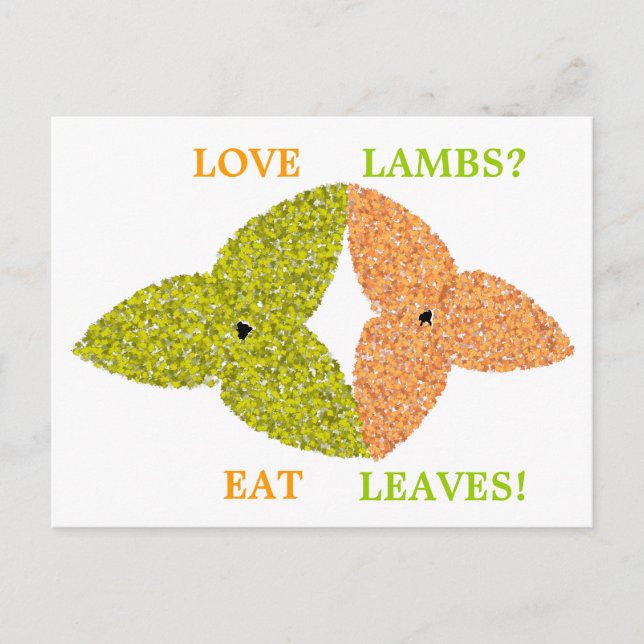 Amor Lambs Eat Leaves Postales Vegetarias Pro (Anverso)