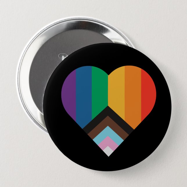Amor LGBT+orgullo. Botón de bandera arco iris (Anverso y reverso)