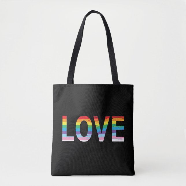 AMOR LGBTQIA Bandera Arcoiris, Bolsa de Tote de mo (Anverso)