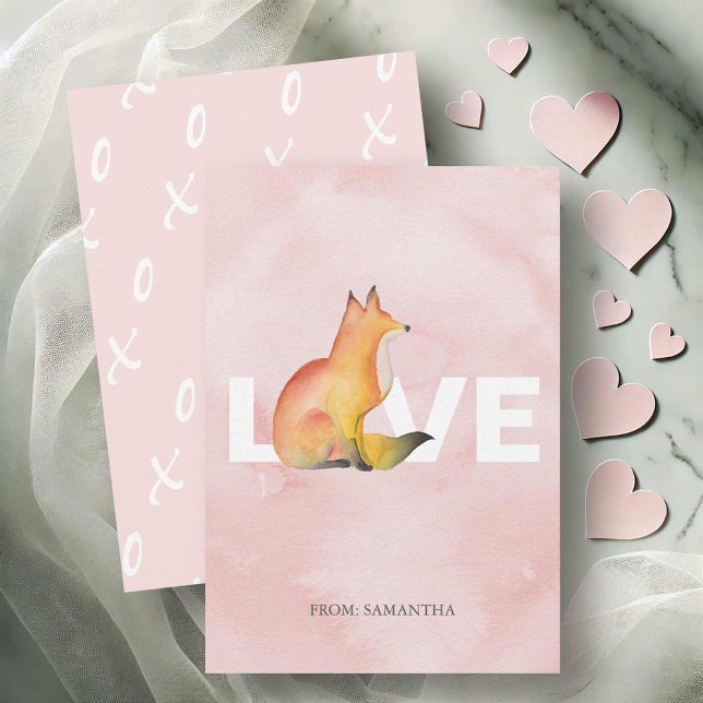 Amor lindo y tarjetas de San Valentín para niños d (Fox Valentines day cards watercolor art by Victoria Grigaliunas of Do Tell A Belle)
