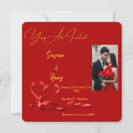 Amor Lustroso : Invitación a la Boda Roja y de Oro