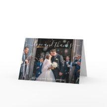Amor Moderno y Agradecimiento Foto Tarjeta de Boda