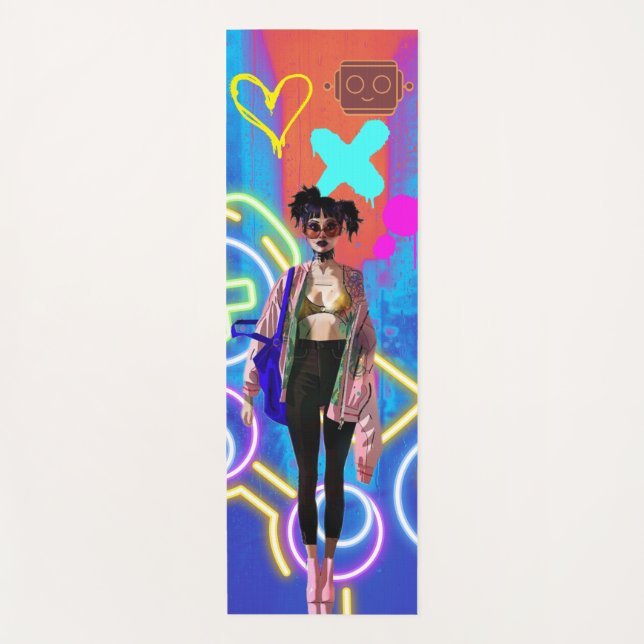 Amor Muerte Roba El Testigo Neon City Yoga Mat (Anverso)