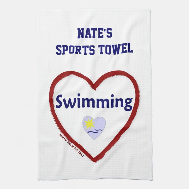 Amor Natación - Toalla deportiva (Personaliza) (Vertical)