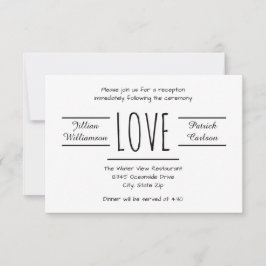 Amor negro/blanco - invitación de la recepción 3x5