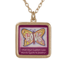 Amor Palabra Mariposa Rosa Necklace Art Joyería