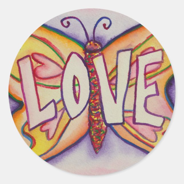 Amor Palabra Mariposa rosa Personalizado Pegatinas (Anverso)