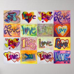Amor Palabra Pinturas de arte Poster Imprimir