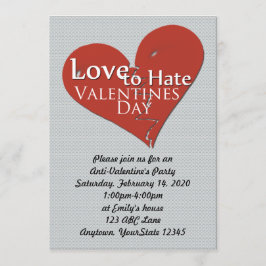 Amor para odiar la invitación del fiesta del día