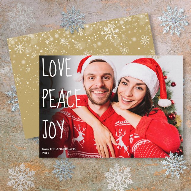 Amor Paz Alegría Navidad Foto Moderna (Christmas Love Peace Joy Modern Photo Holiday Card)