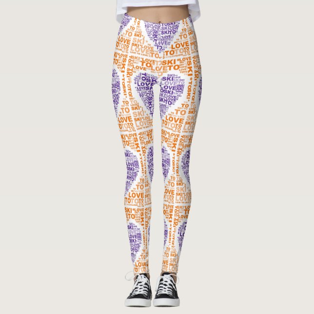 Amor Por Esquiar Naranja Pantalones De Yoga Hechos (Anverso)