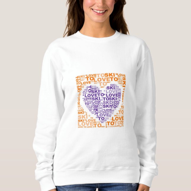 Amor Por Esquiar Naranja Púrpura Sudadera (Anverso)