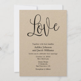 Amor por invitación de boda rústica. Kraft invita