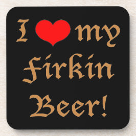 ¡Amor por mi cerveza Firkin! Juego de posavasos de