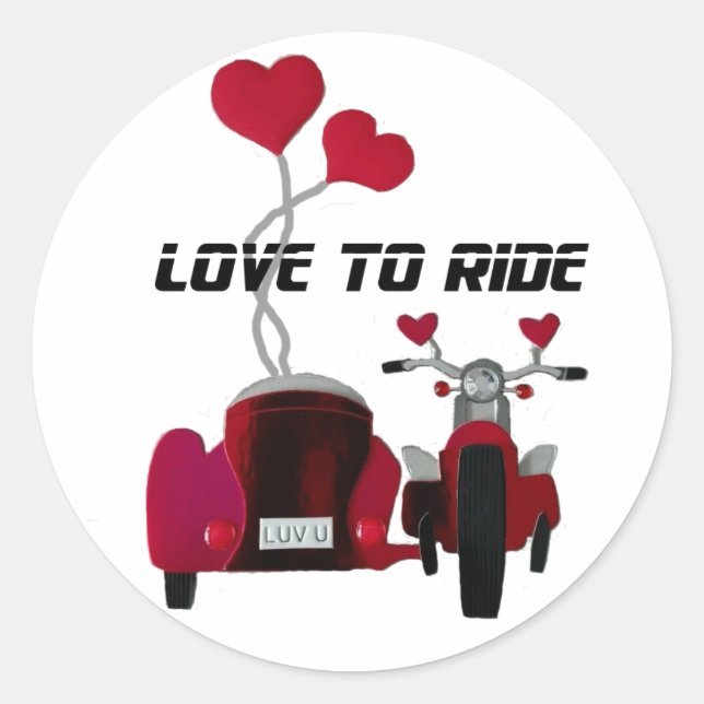Amor por viajar en motocicleta en Sidecar Pegatina (Anverso)