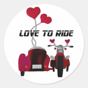 Amor por viajar en motocicleta en Sidecar Pegatina