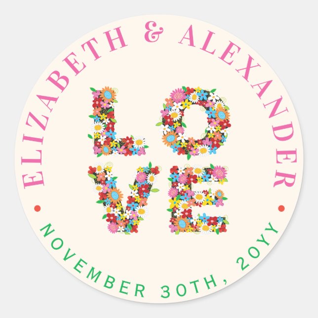 AMOR Primavera Flores Jardín Moda Pegatinas de bod (Anverso)