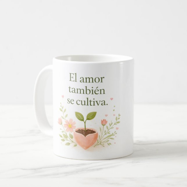 ✨ Amor que Florece – Taza de Café Botánica  (Anverso izquierdo)